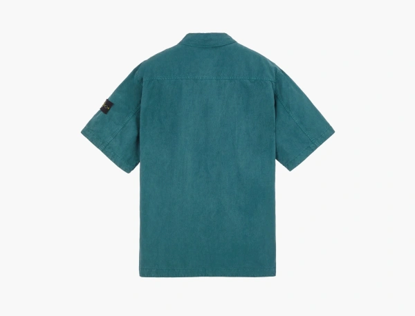Stone Island Garment Dyed Short-Sleeve Shirt Bottle Green 