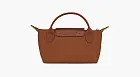 Longchamp Le Pliage Green Handle Pouch Cognac