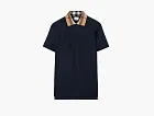 Burberry Check Collar Cotton Polo Shirt  Smoked navy