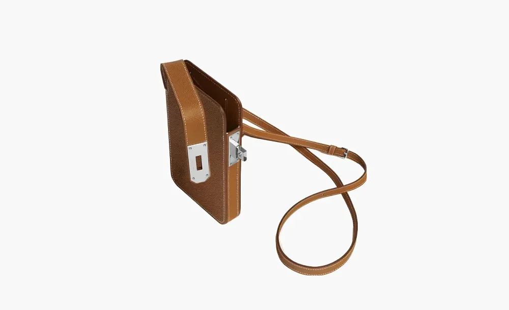 Hermes Hac A Bo Epsom Calfskin Cell Phone Pouch Brown