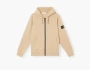 Stone Island Organic Cotton Fleece Hooded Sweatshirt with Drawstring Hood and Zip Desert 