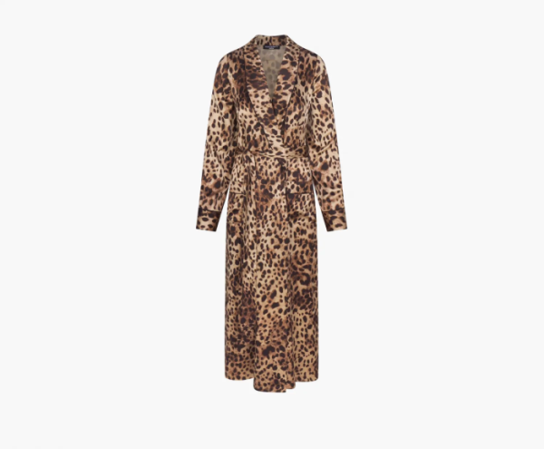 Skims x Dolce&Gabbana Silk Long Robe Leopard 