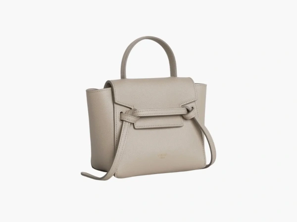 Celine Pico Grained Calfskin Leather Belt Bag Light Taupe Grey 