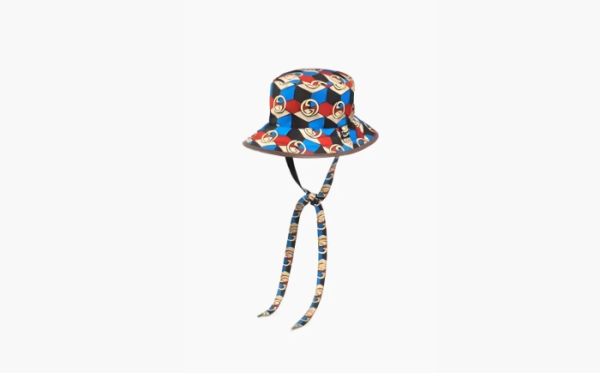 GUCCI X The North Face Exclusive Self Tie Nylon Hat Red, Blue, Black Print 