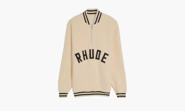 RHUDE Quarter Zip Varsity Jacket Cream / Black 