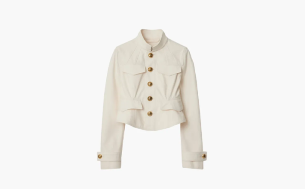Burberry Cropped Cotton Jacket Ecru 