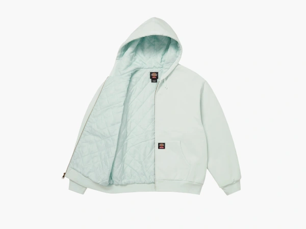 Supreme x Dickies Quilted Lined Zip Up Hooded Sweatshirt Pale Blue 