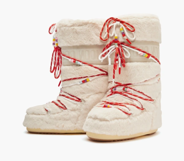 Moon Boot Icon Faux Fur Beads Cream 
