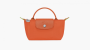 Longchamp Le Pliage Green Handle Pouch "Orange Carrot" 