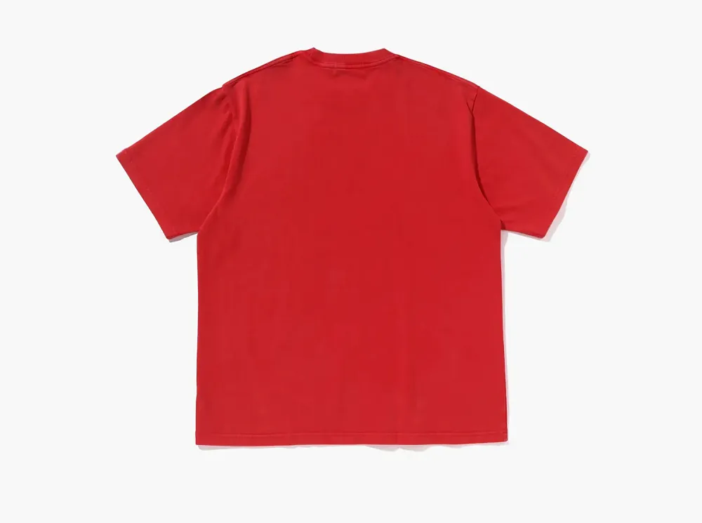 A Bathing Ape Garment Dye Logo Relaxed Fit Tee Red
