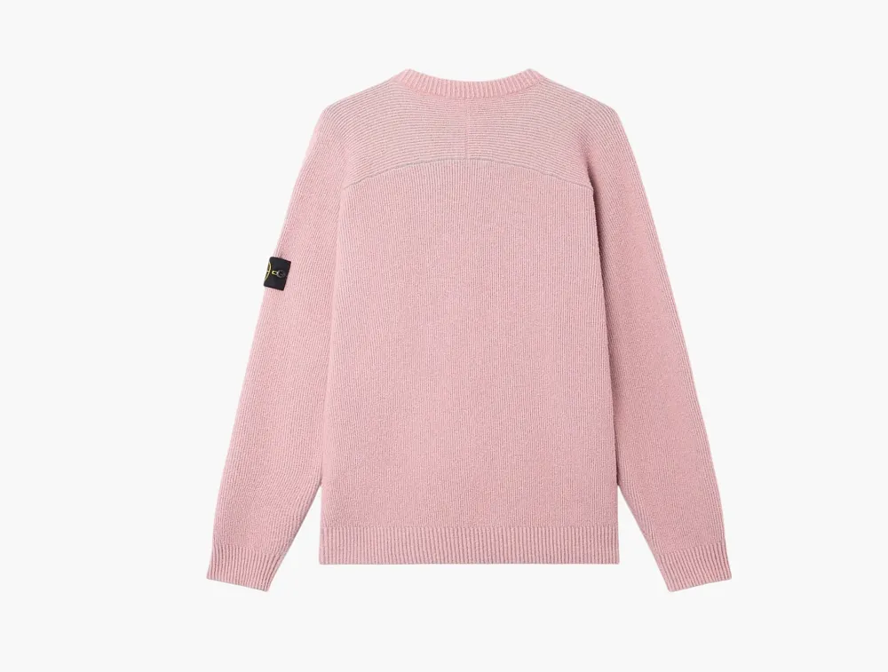 Stone Island Plated Rib Cotton Boucle Crewneck Jumper Oleander