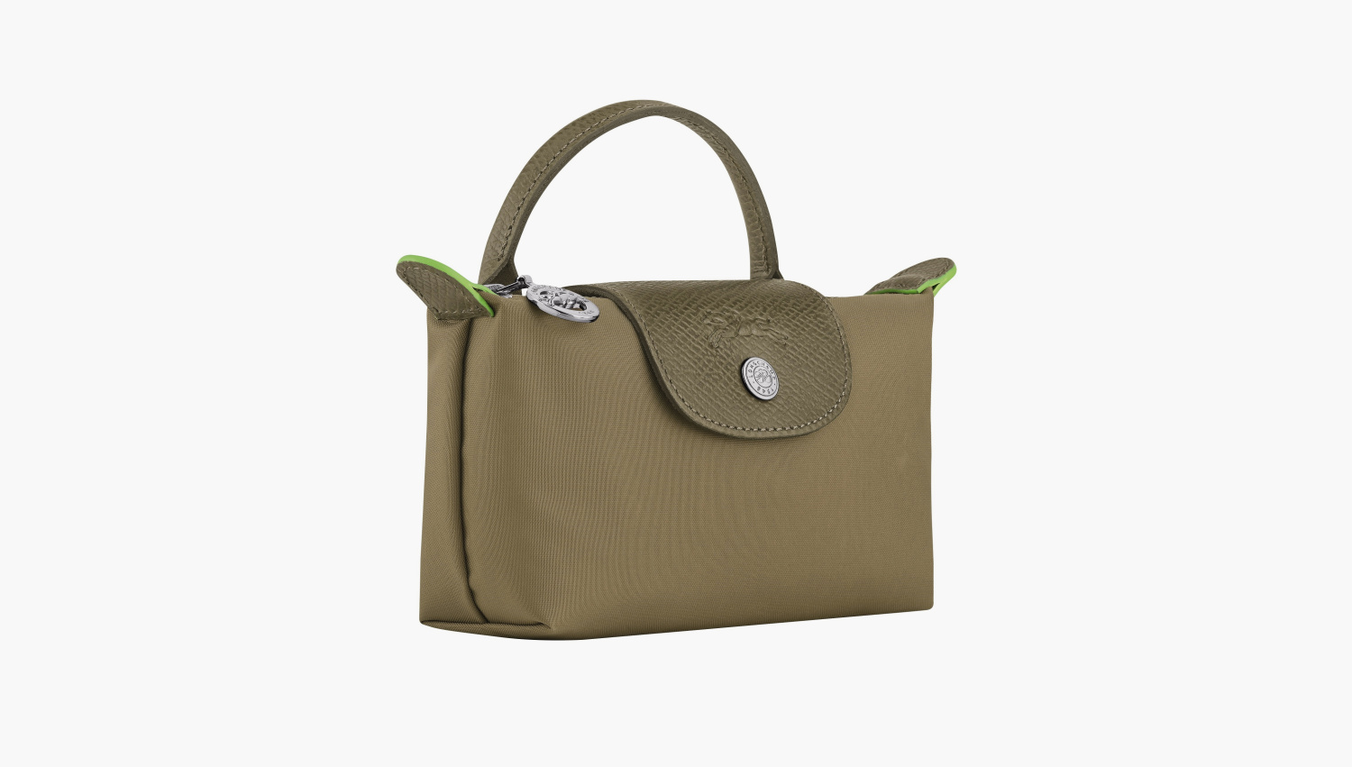 Longchamp Le Pliage Green Handle Pouch "Artichoke" 