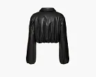 Alo Yoga Faux Leather Cropped Premier Bomber Black