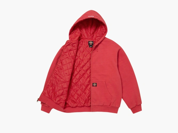 Supreme x Dickies Quilted Lined Zip Up Hooded Sweatshirt Burnt Red 