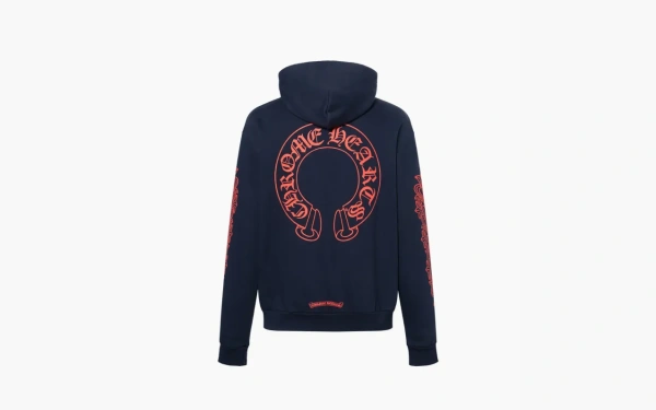 Chrome Hearts Navy Exclusive Horseshoe Logo Hoodie Blue 