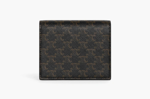 Celine Business Card Holder Triomphe Canvas Lambskin Brown 