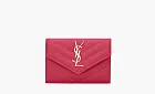 Saint Laurent Cassandre Grain De Poudre Envelope Wallet Small Fuchsia
