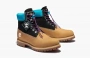 Timberland Premium 6 Inch Waterproof Boots "Wheat Nubuck With Black And Blue Collar" 