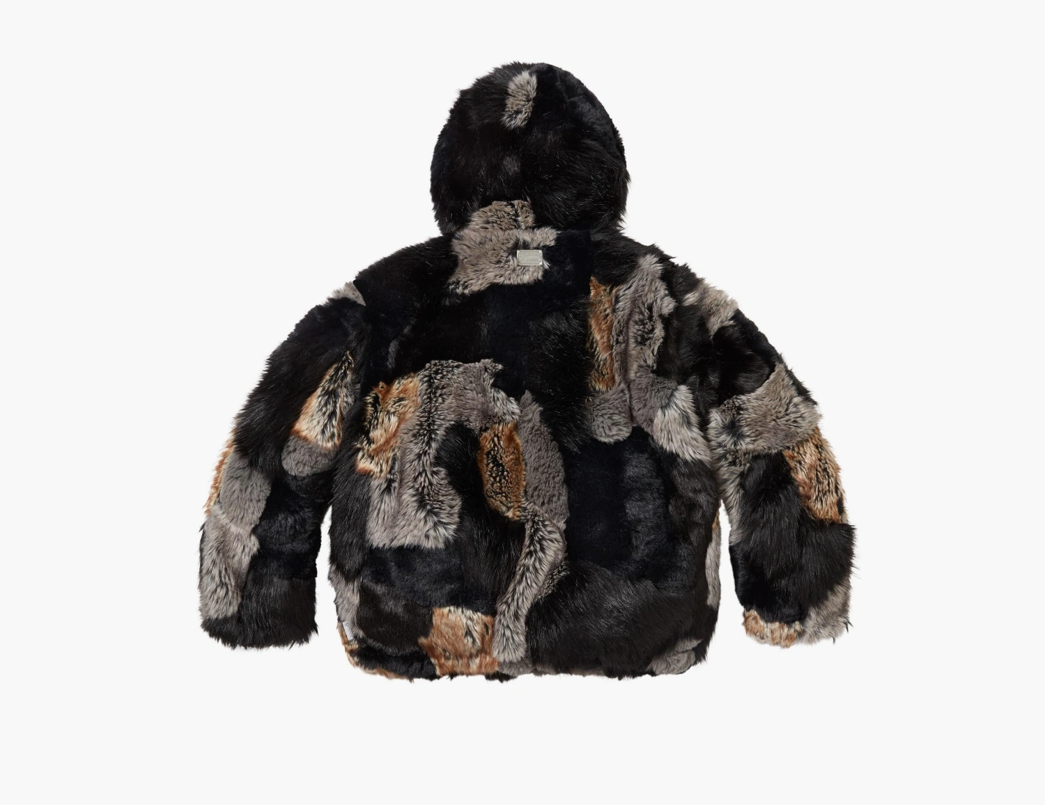 Supreme Patchwork Windstopper Hooded Faux Fur Jacket Black 