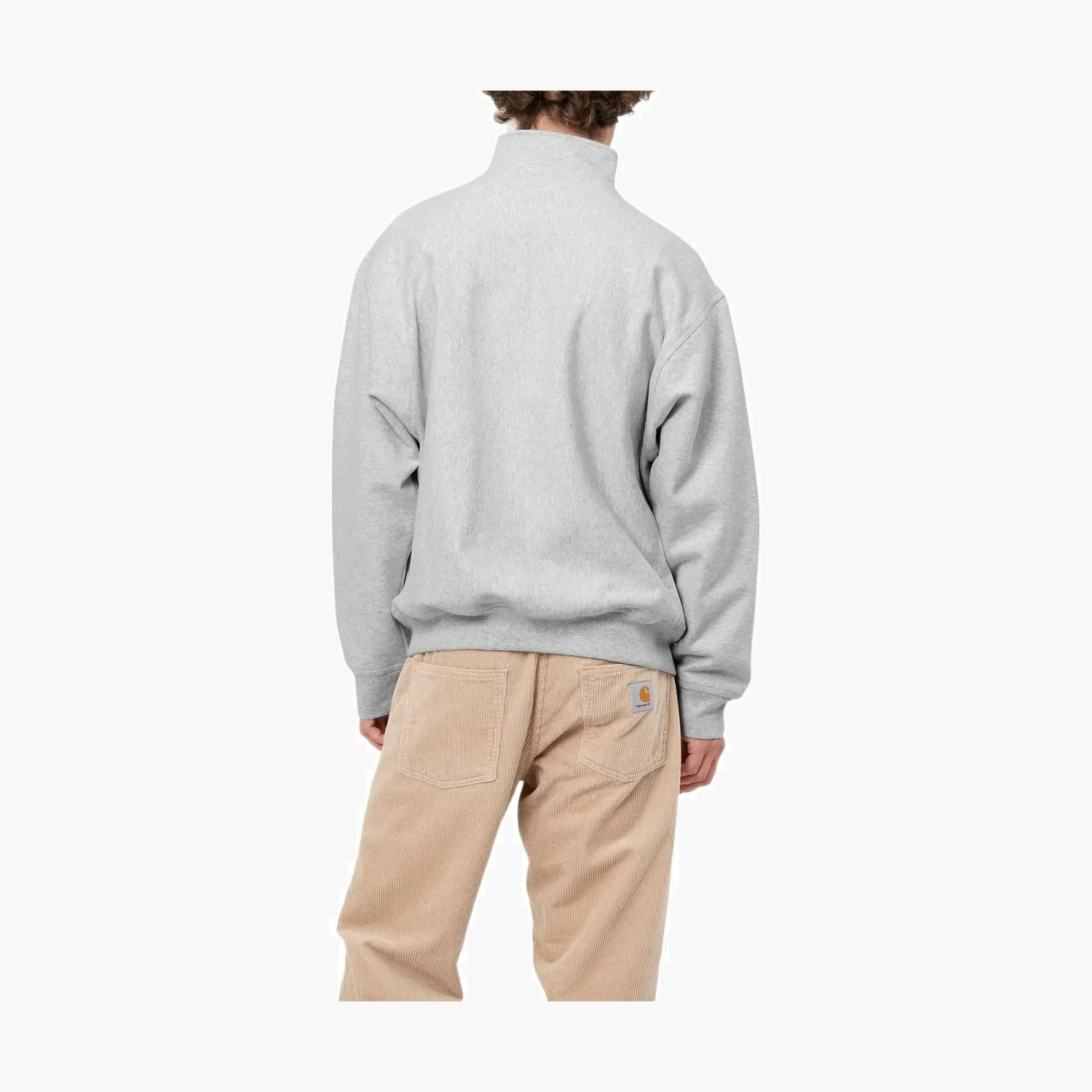 Carhartt WIP FW22 Half Zip American Script Sweatshirt - Ash Heather Logo 