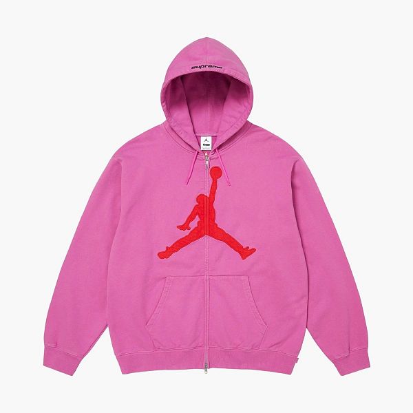 Supreme x Jordan Zip Up Hooded Sweatshirt Pink