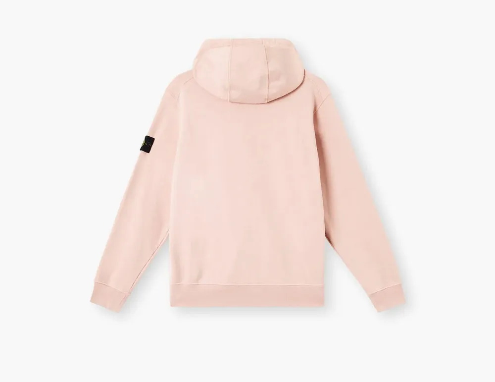 Stone Island Organic Cotton Fleece Hooded Sweatshirt with Drawstring Hood and Zip Antique Rose
