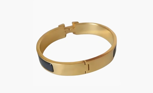 Hermès Pre-owned - Clic Clac H Bracelet - Women - Palladium Plated Brass/Black Enamel  Gold 
