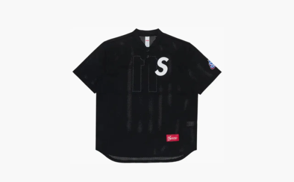 Supreme S Logo Baseball Henley Black 