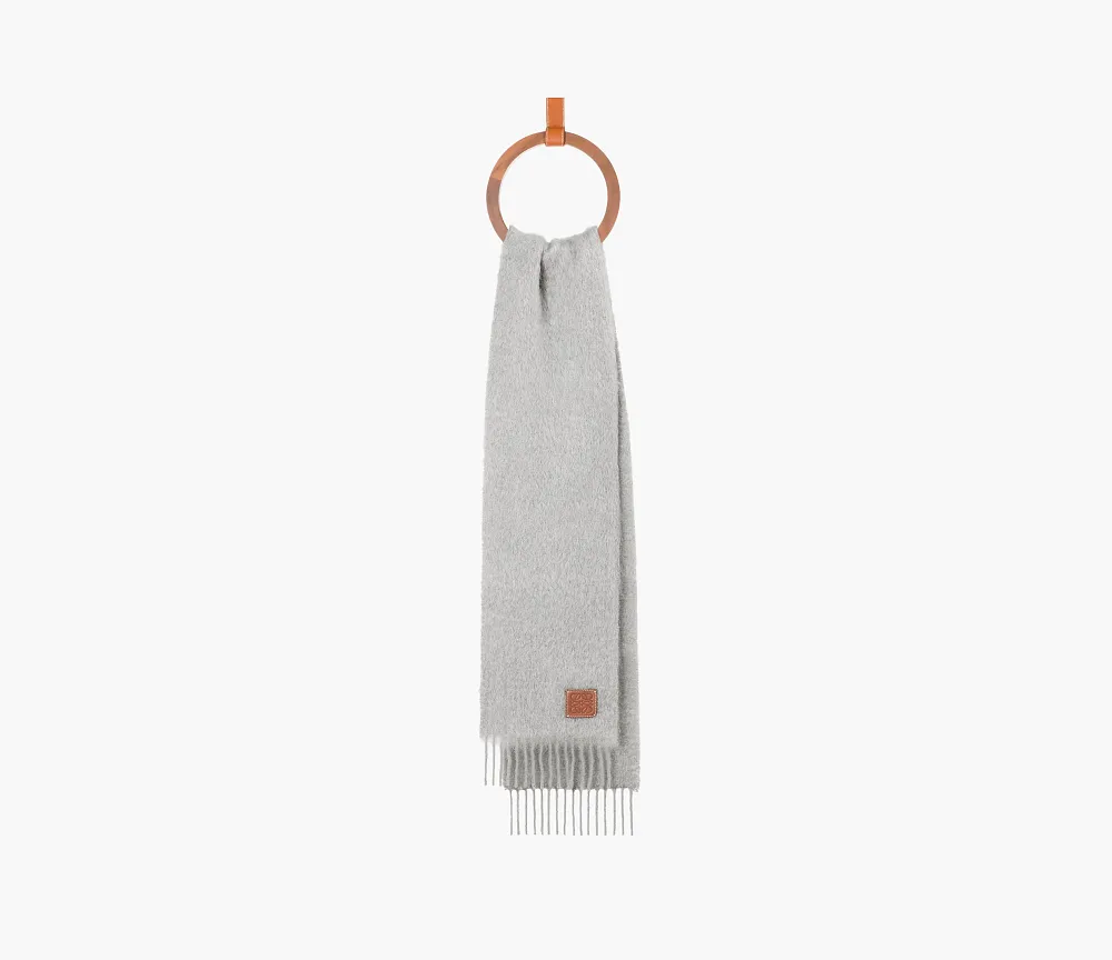 Loewe Scarf In Mohair And Wool Light Grey