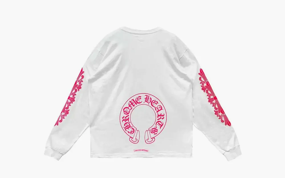Chrome Hearts Classic Horseshoe Long Sleeve White Pink