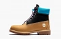 Timberland Premium 6 Inch Waterproof Boots "Wheat Nubuck With Black And Blue Collar" 