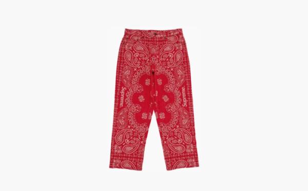 Supreme Bandana Jacquard Baggy Jean Red 