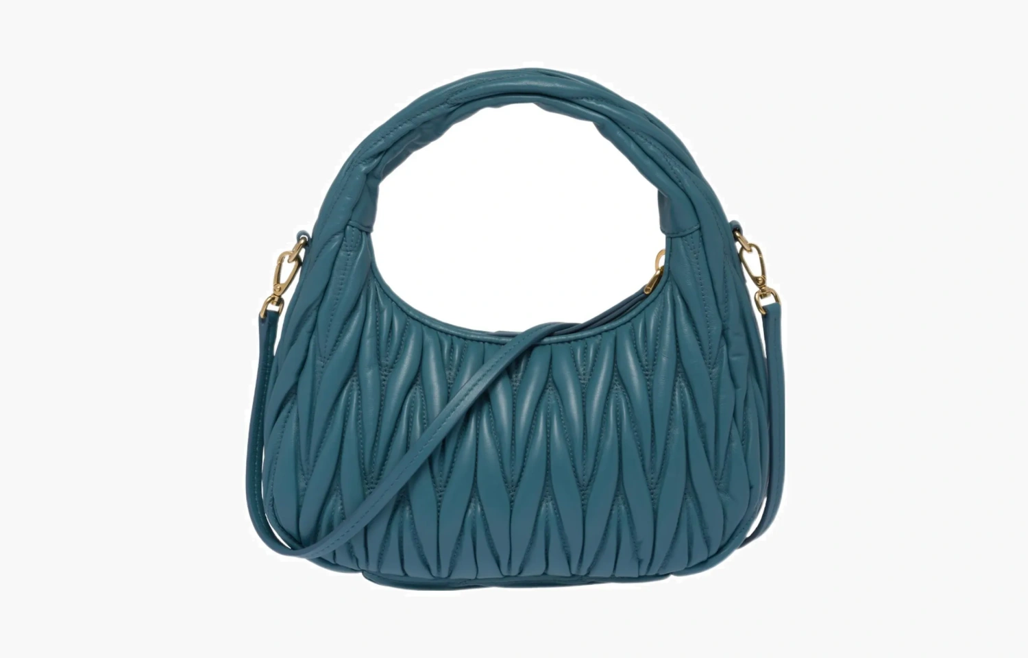 Miu Miu Wander Materasse Nappa Leather Mini Hobo Tote Bag "Blue" 