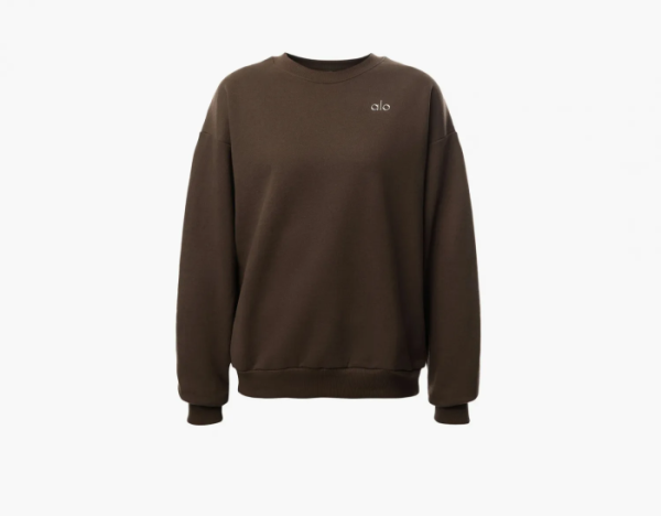 Alo Yoga Accolade Crew Neck Pullover Espresso 