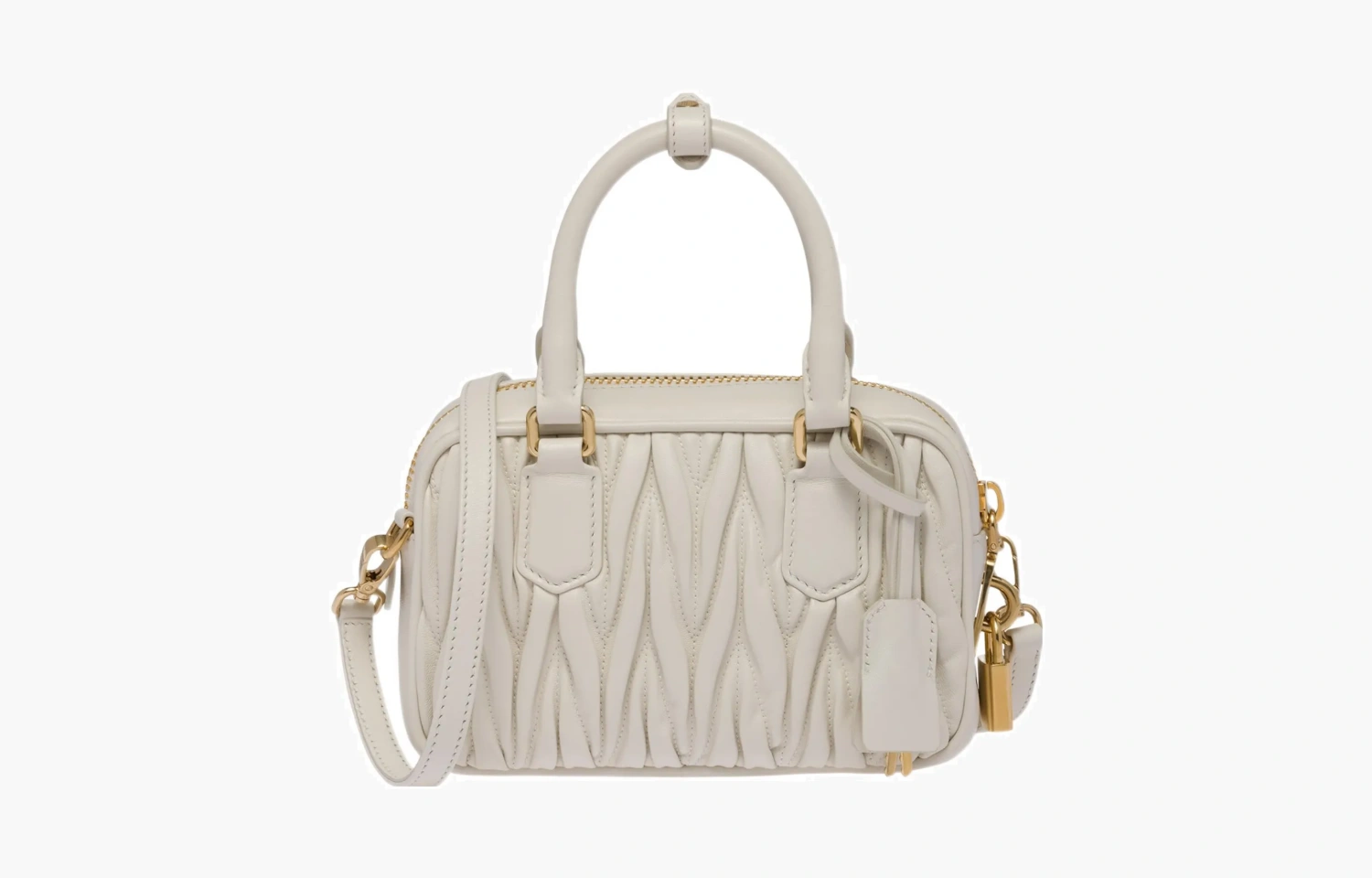 Miu Miu Matelasse Nappa Leather Top-Handle Bag "White" 