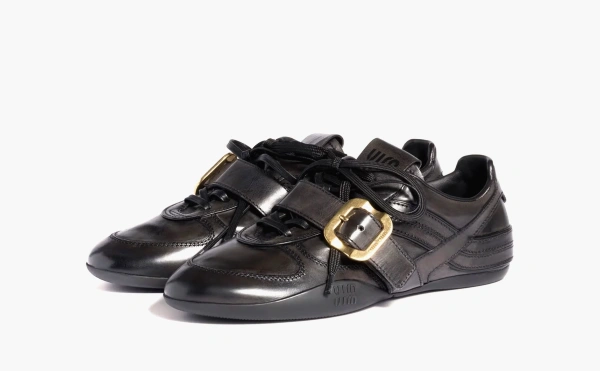 Miu Miu Leather Sneakers With Buckle WMNS Black 