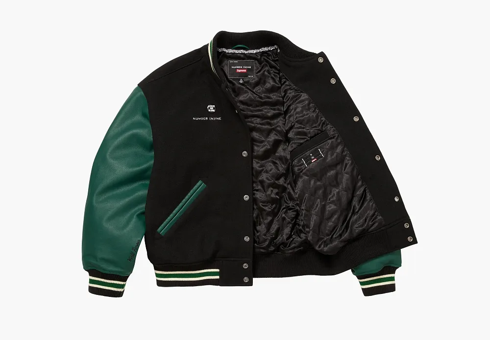 Supreme x Number (N)Ine x Mickey Mouse Varsity Jacket Black