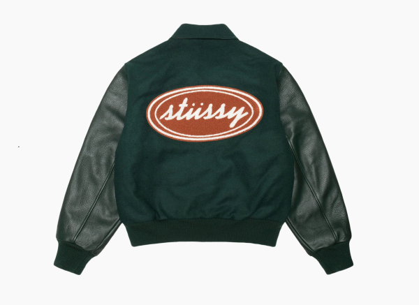 Stussy Script Oval Varsity Jacket Green 