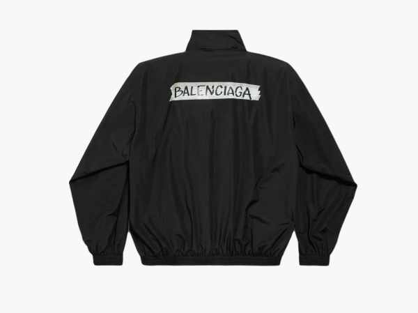 Balenciaga Masking Tape Tracksuit Medium Fit Jacket Black 