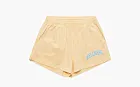 Sporty & Rich Slogan Printed Elasticated Waistband Shorts Yellow