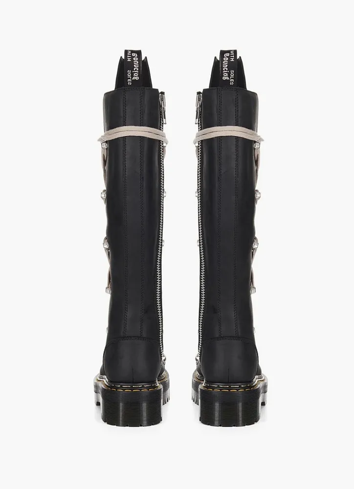 Rick Owens X Dr. Martens 1B60 Quad Sole Pentalace Boots WMNS Black