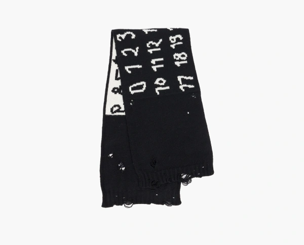 MM6 Maison Margiela Numbers-Motif Virgin Wool Scarf  MM6 Maison Margiela Numbers-Motif Virgin Wool Scarf