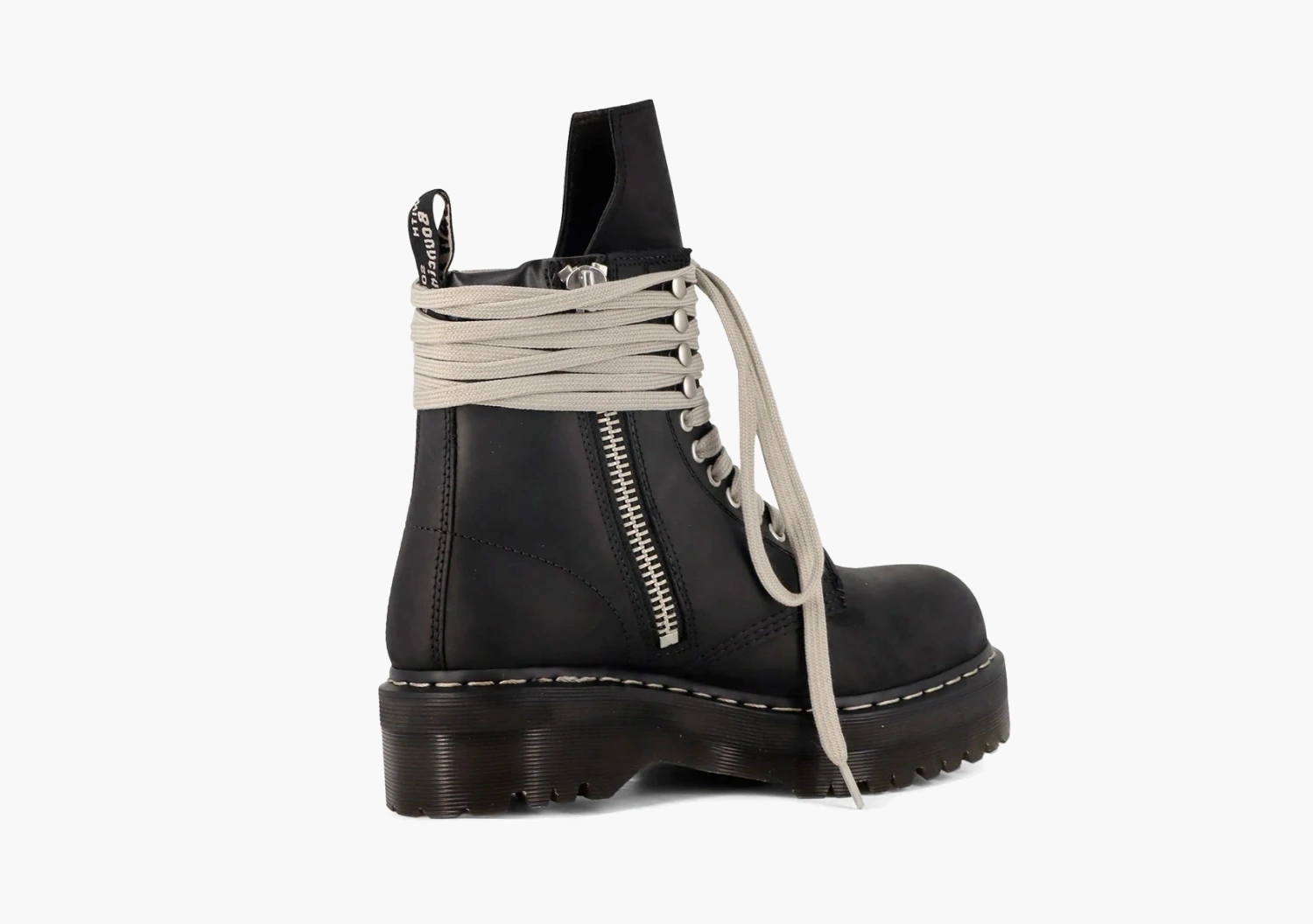 Rick Owens X Dr. Martens Quad Sole Steel Toe Leather Boots Black 