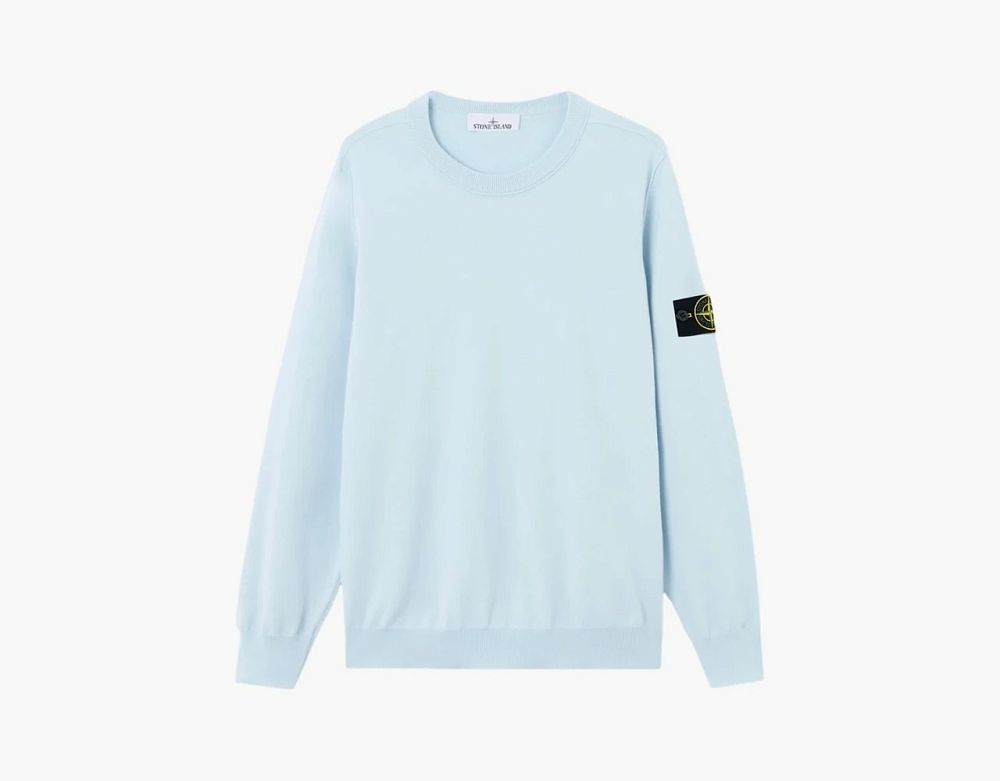 Stone Island Soft Organic Cotton Crewneck Sweater Sky Blue