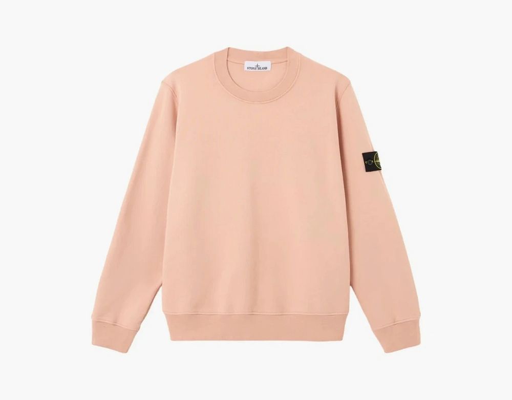 Stone Island Organic Cotton Fleece Crewneck Sweatshirt Plaster Pink