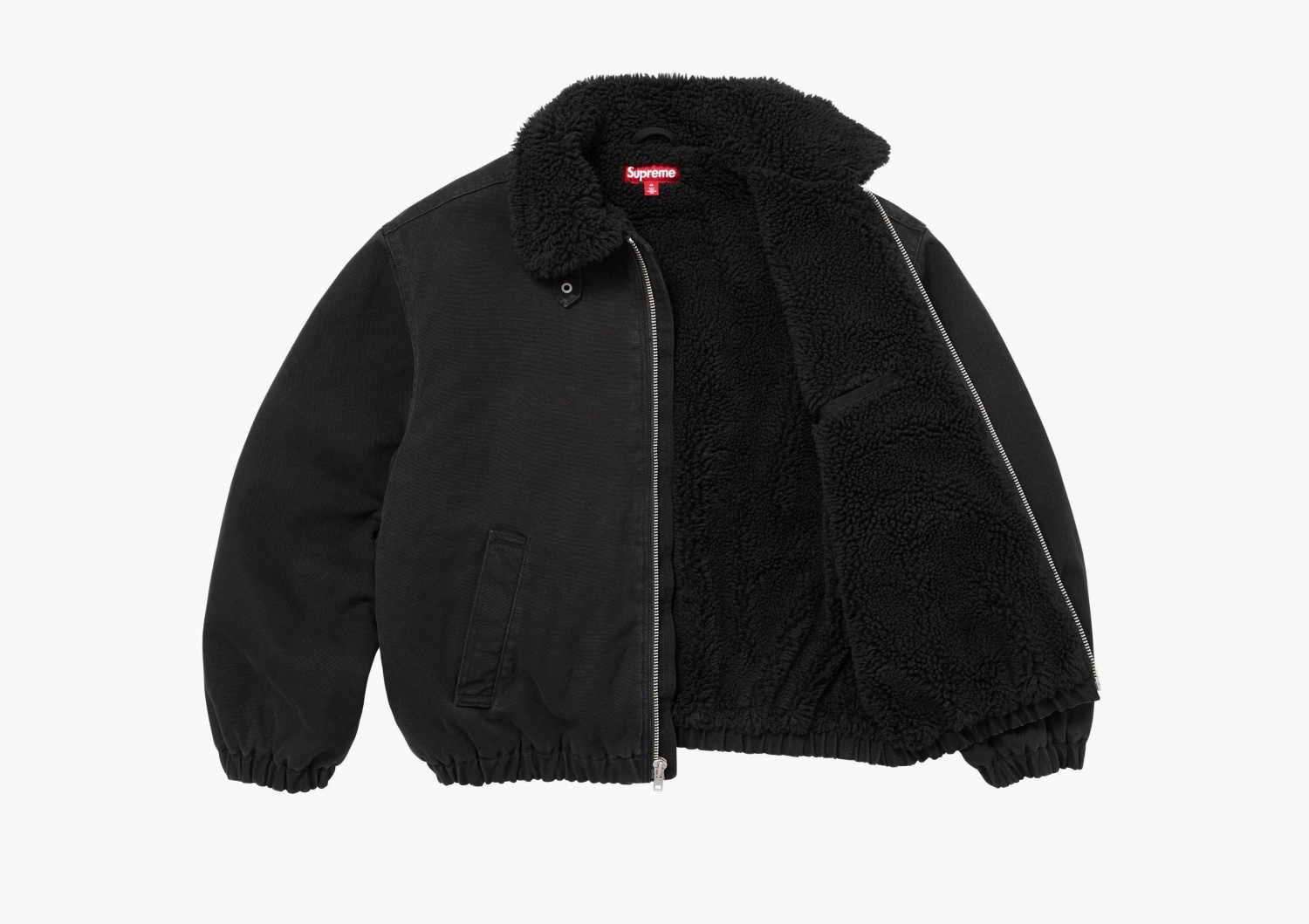 Supreme Faux Shearling Lined Bomber Jacket Black 