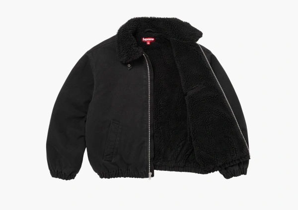Supreme Faux Shearling Lined Bomber Jacket Black  Supreme Faux Shearling Lined Bomber Jacket Black