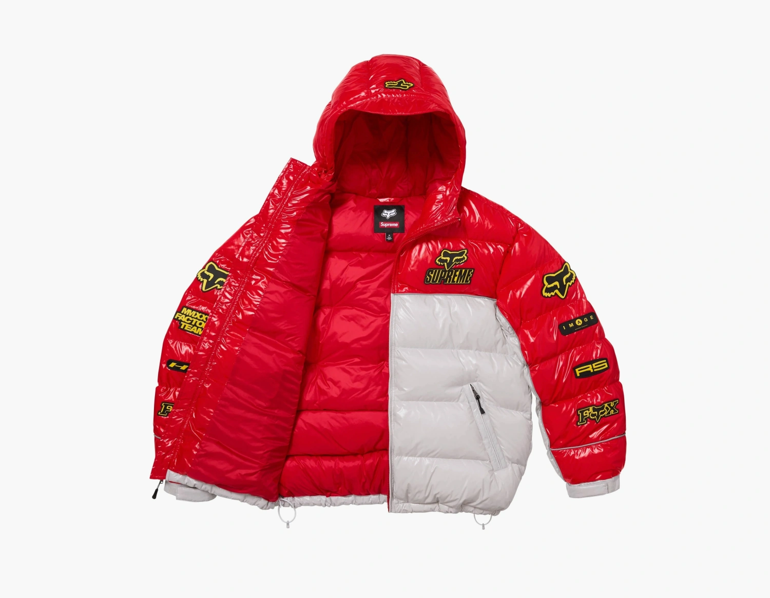 Supreme x Fox Racing Shiny Down Puffer Jacket White 