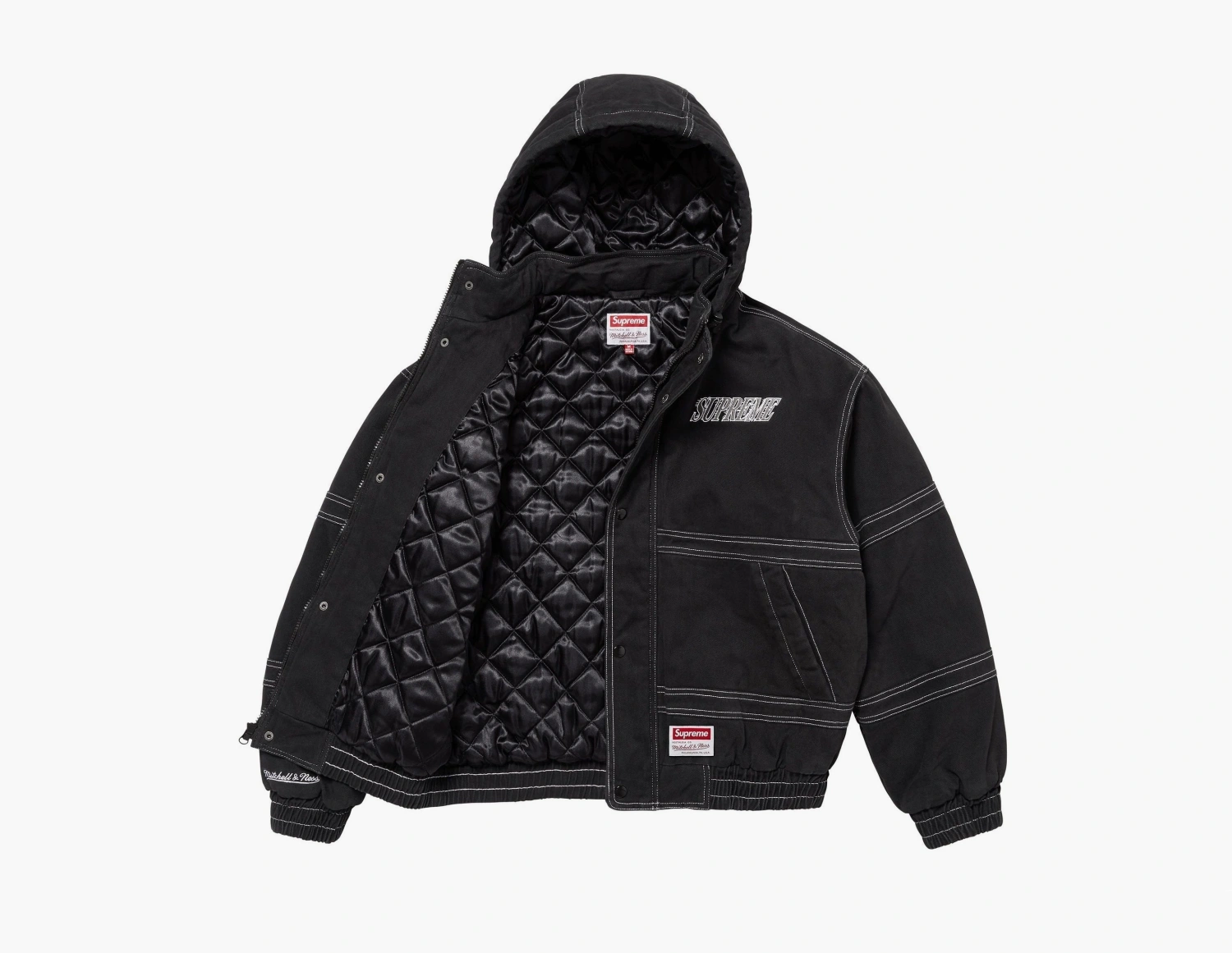 Supreme x Mitchell & Ness Twill Stadium Jacket Black 