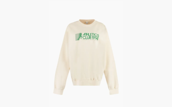 Sporty & Rich  ATHLETIC CREWNECK on Designer Wardrobe Cream 